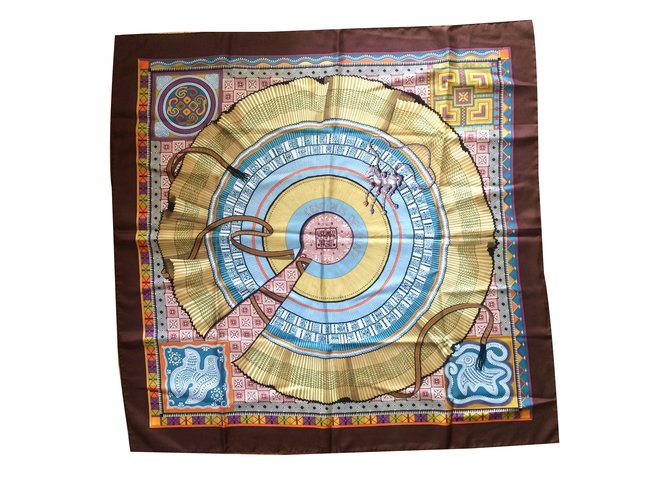 Hermès Hermes Scarf 90cm Silk "Cent Plis des Miao" Multiple colors  ref.37516