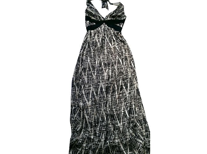 Vestido Bcbg Max Azria de seda sem alças e sem costas preto bege