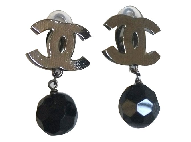 Chanel Earrings Black Metal  ref.37680