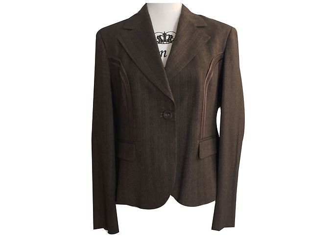 Trussardi Jeans Brown Viscose Jacket IT 46