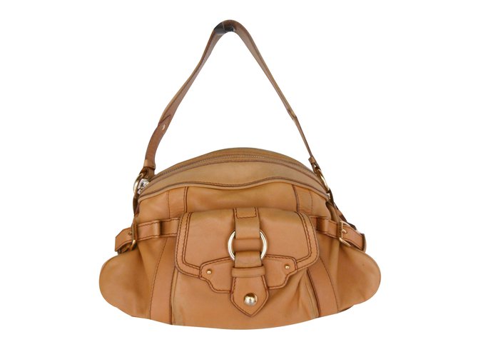 Céline Celine Logo Hardware Leather Hand Bag Caramel  ref.37699
