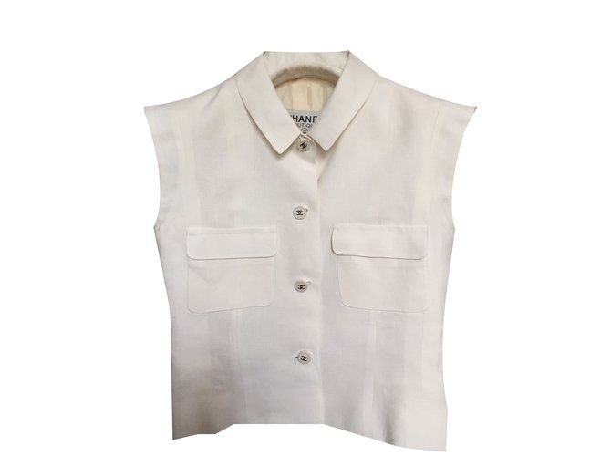 Chanel Jacket White Linen  ref.37711