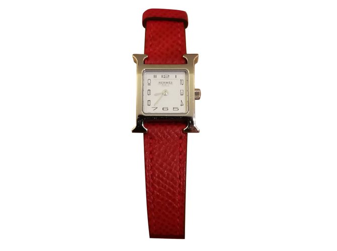 Hermès Heures H Red Leather  ref.37802
