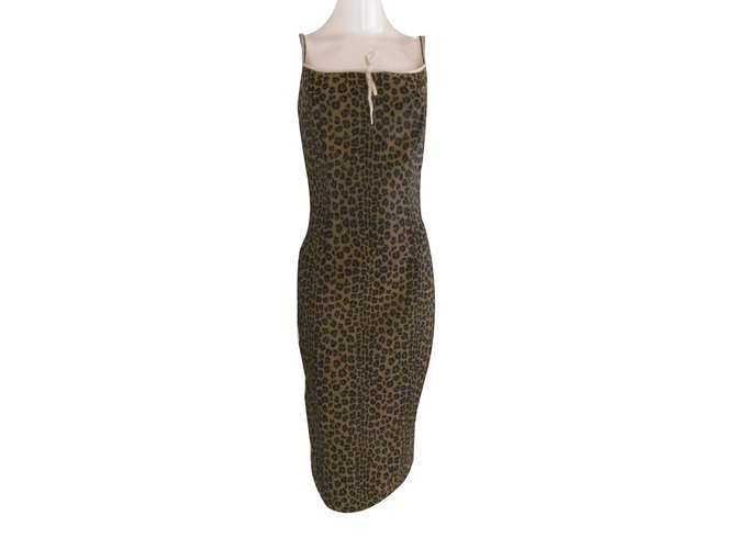 Fendi Kleid mit Leopardenmuster Leopardenprint Baumwolle Polyester  ref.37815
