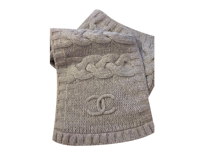 Chanel Scarf Grey Cashmere Wool  ref.37821