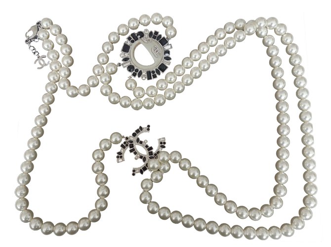 Chanel SMILEY-Halskette Weiß  ref.37840