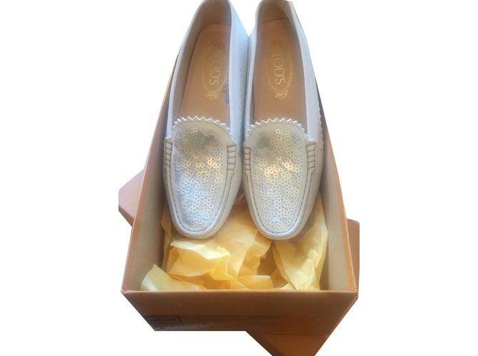 Tod's Flats White Leather  ref.37876
