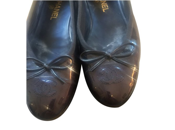 Chanel Ballet flats Blue Patent leather  ref.37879