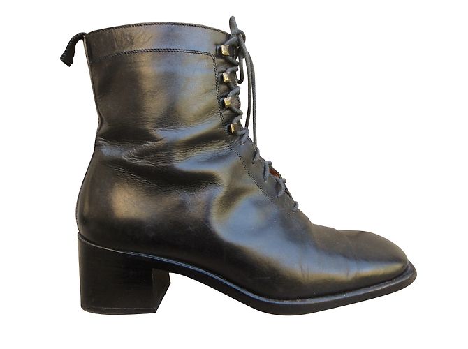 Sartore Leder Stiefeletten Schwarz