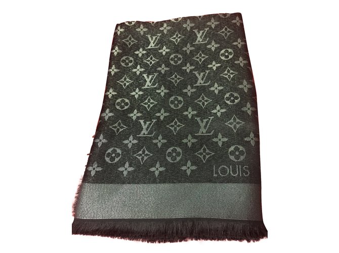 Louis Vuitton Sciarpa Nero Seta  ref.37951