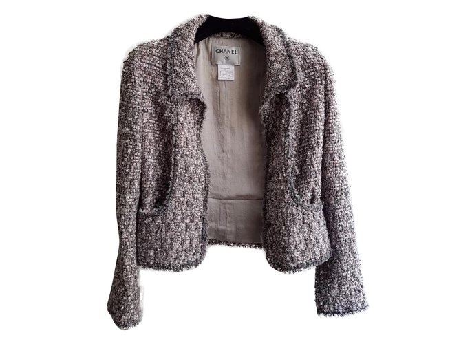 Chanel JAcket Pink Grey Tweed ref.37960 - Joli Closet