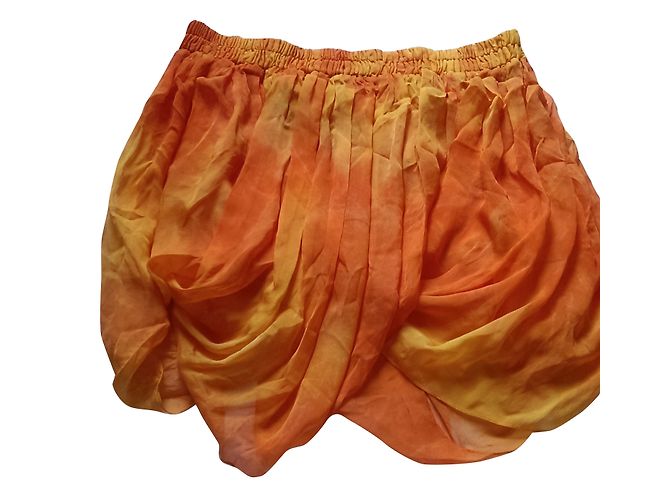 Plein Sud Falda Mini Asimétrica de Seda Naranja