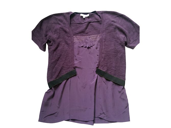 Top Maje Martha de seda e algodão de manga curta roxo M