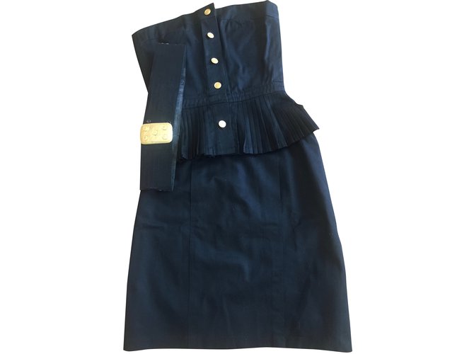 Chanel Skirt suit Black Cotton  ref.38004