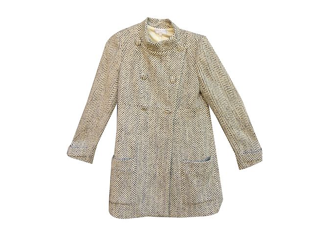 Abrigo Paul & Joe de lana y tweed blanco
