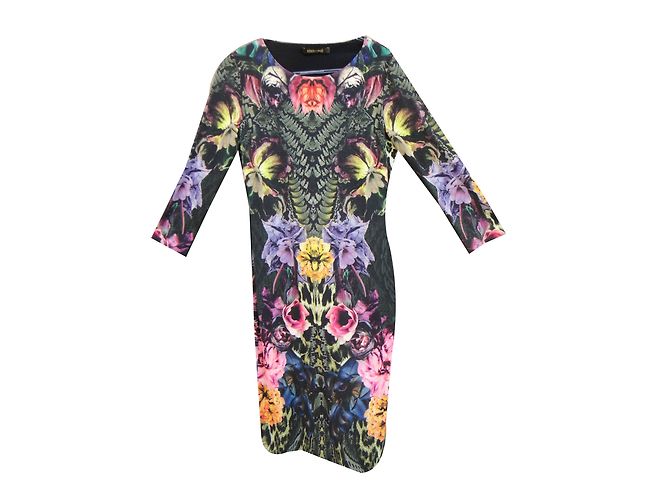 Vestido Roberto Cavalli Estampado Jungle de Lana Multicolor