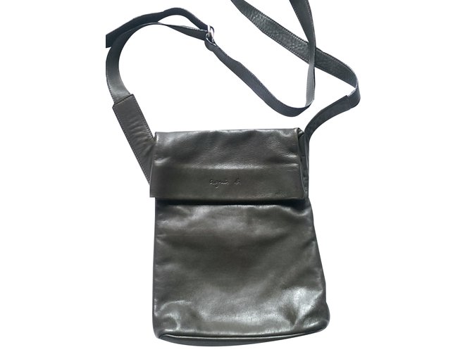 Agnès b. Bags Briefcases Khaki Leather  ref.38069