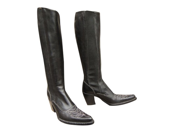 Free Lance Boots Black Leather  ref.38097
