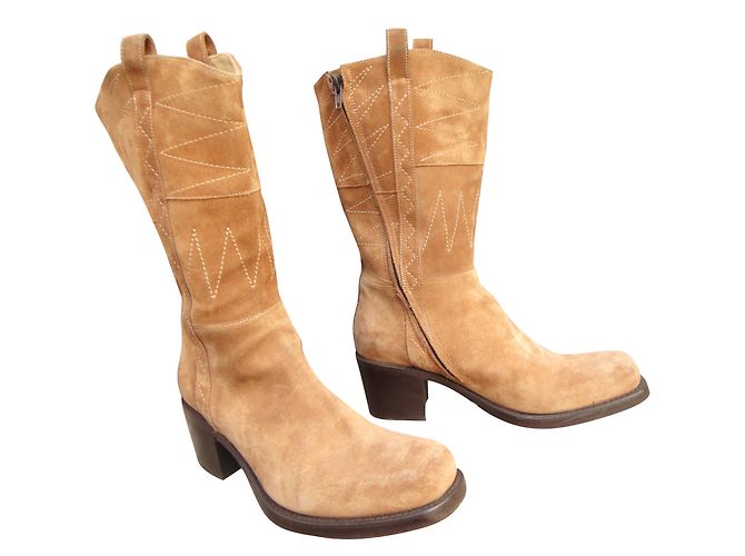Free Lance Deerskin Suede Boots Sand Size 39