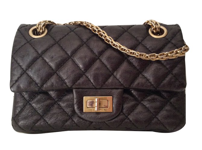 2.55 Chanel Handbag Black Leather  ref.38277