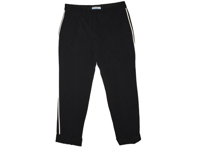 Prada Pantalones Negro Viscosa Acetato  ref.38284