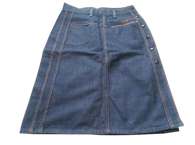 Falda Diesel de denim azul de largo a la rodilla algodón