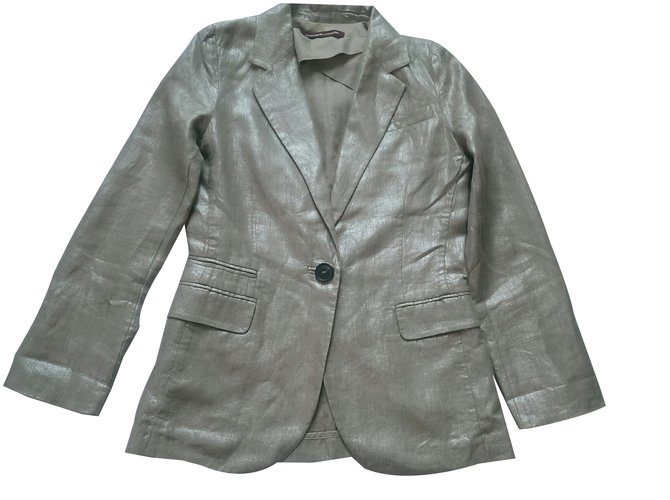 Comptoir Des Cotonniers Jacket Green Metallic Linen  ref.38341
