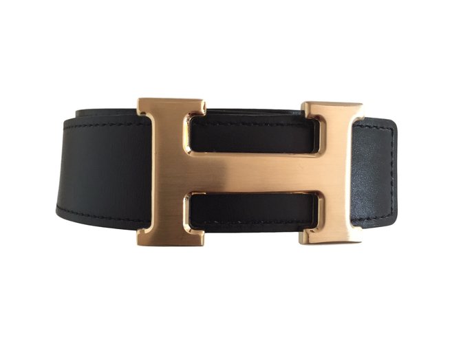 Hermès Belt Black Cream Leather  ref.38356