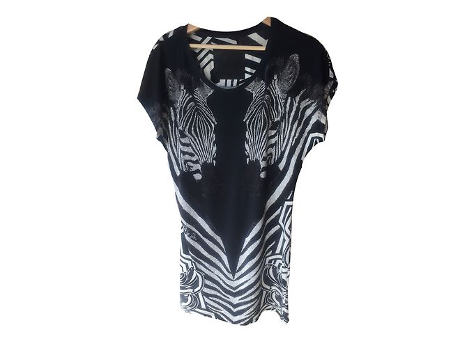 Vestido Philipp Plein de algodón negro con estampado de cebra