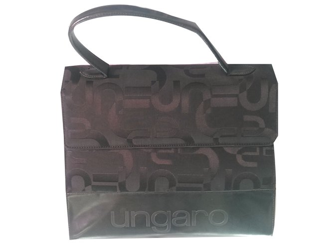 Emanuel Ungaro Handbag Black Leather Cloth  ref.38367