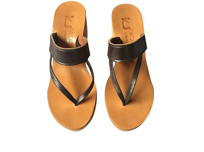 K Jacques Wedge mules Dark grey