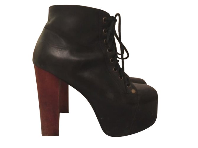 Jeffrey Campbell Boots Black Leather  ref.38452