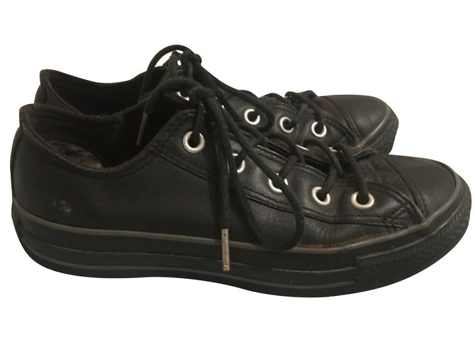 Converse Sneakers Schwarz Leder  ref.38467