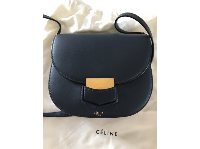 Céline Celine trotteur pequena Azul Couro  ref.38493
