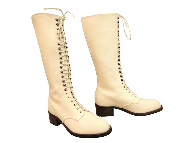 Botas Free Lance de lona cruda y cuero blanco Talla 37