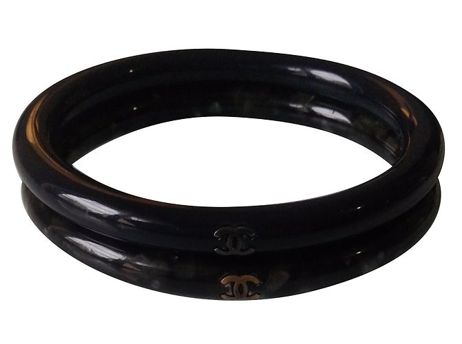 Bracciale Chanel Cuore Blu e Verde in Resina Multicolore