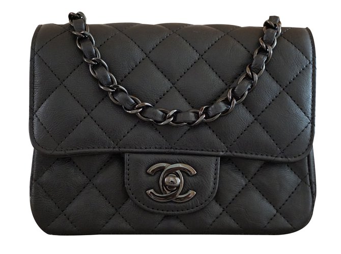 Chanel Black Square Mini Leather  ref.38560