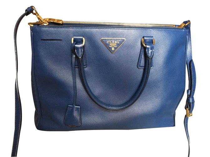 Prada Handbag Blue Leather  ref.38569