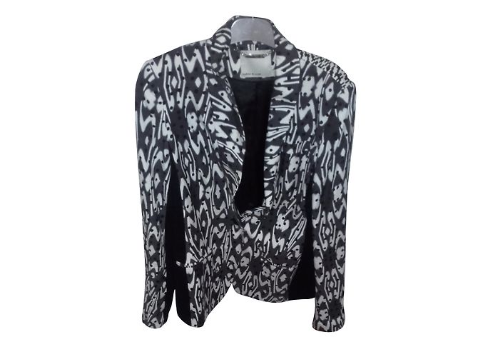 Chaqueta Karen Millen de algodón negra talla 40/42 Negro Blanco roto Gris antracita
