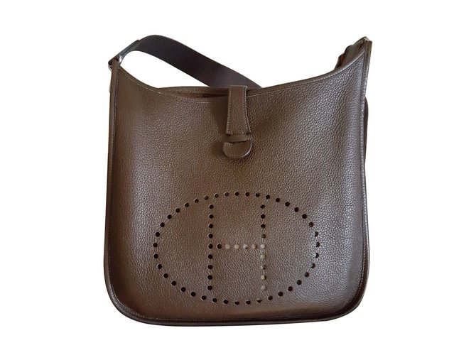 Hermès Handbag Chocolate Leather  ref.38680