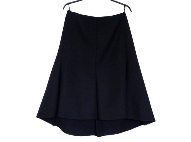 Céline Skirt Black Silk Wool  ref.38704