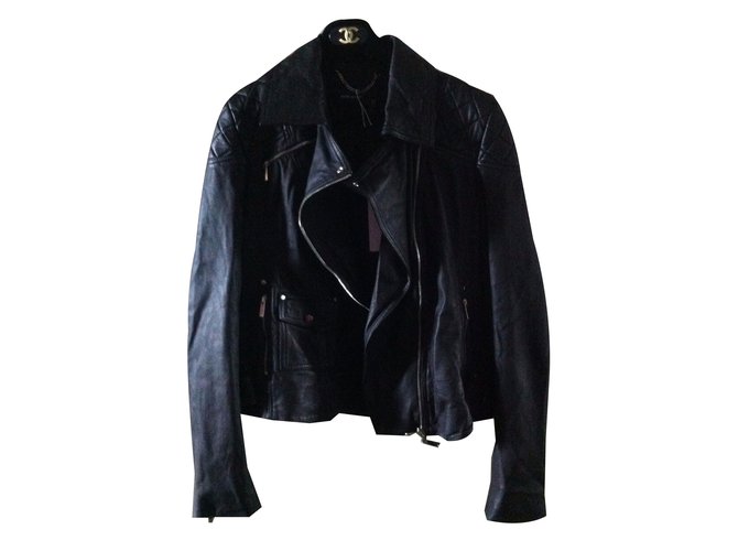 Karen Millen Jacket Black Leather  ref.38716