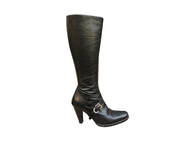 Prada Botas Negro Cuero  ref.38752