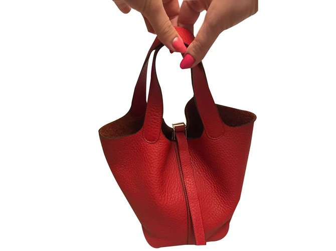 Hermès PICOTIN LOCK BAG Red Leather  ref.38767