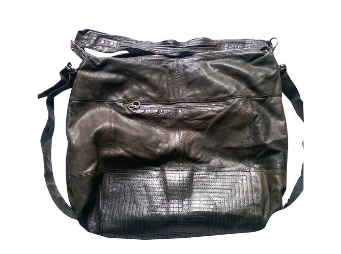 Bel Air Handbag Olive green Leather  ref.38787