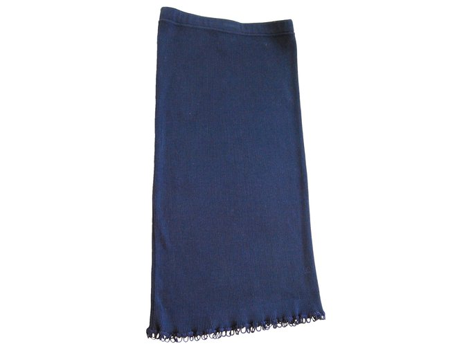 Chanel Falda Azul marino Algodón  ref.38795