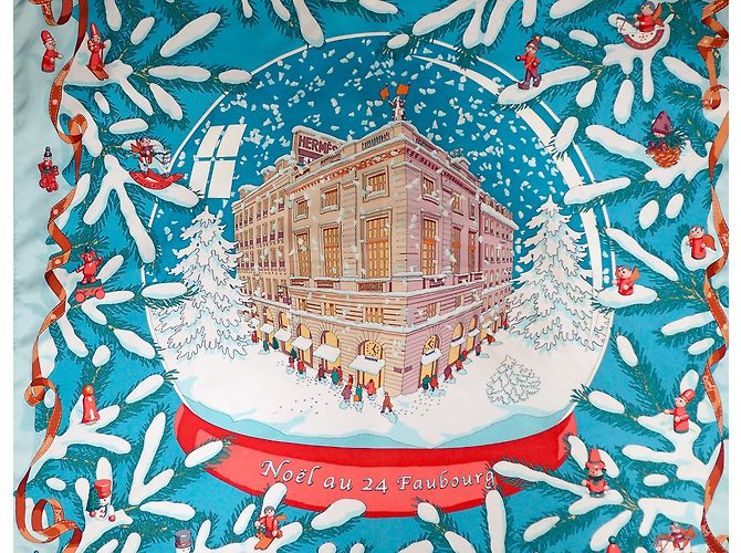 Hermès Silk scarf White Blue