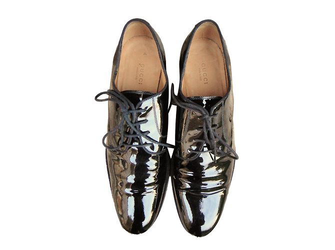 Décolleté Derby Gucci in pelle verniciata nera 39.5IT Nero