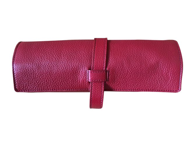 Burberry Watch pouch Red Leather  ref.38884