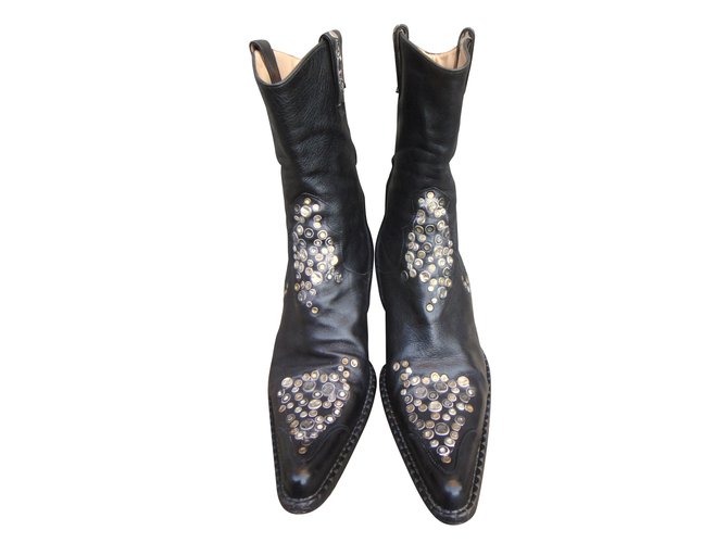 Free Lance Ankle Boots Black Leather  ref.38925